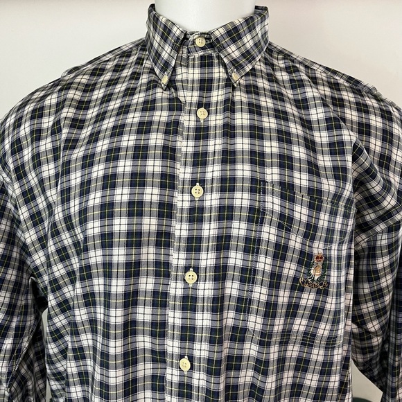 Chaps Ralph Lauren Men's Large Blue Plaid Button Down Shirt (615) - Picture 2 of 8